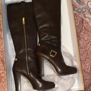 MICHAEL Michael Kors Dark Brown Leather Heeled Boots